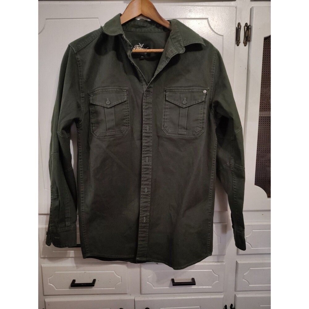 Thorogood Button Up Overshirt Mens Small Olive Green Work Shirt